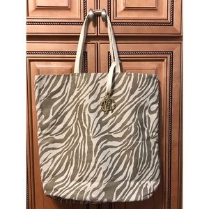 Roberto Cavalli XL Zebra Print Tote Bag